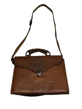 Moda D'Luciano Mexico Brown Leather Organizer Crossbody Structured Purse Handbag